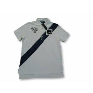 POLO RALPH LAUREN CUSTOM FIT POLO T-SHIRT MENS SIZE M WHITE & BLUE COLOR…